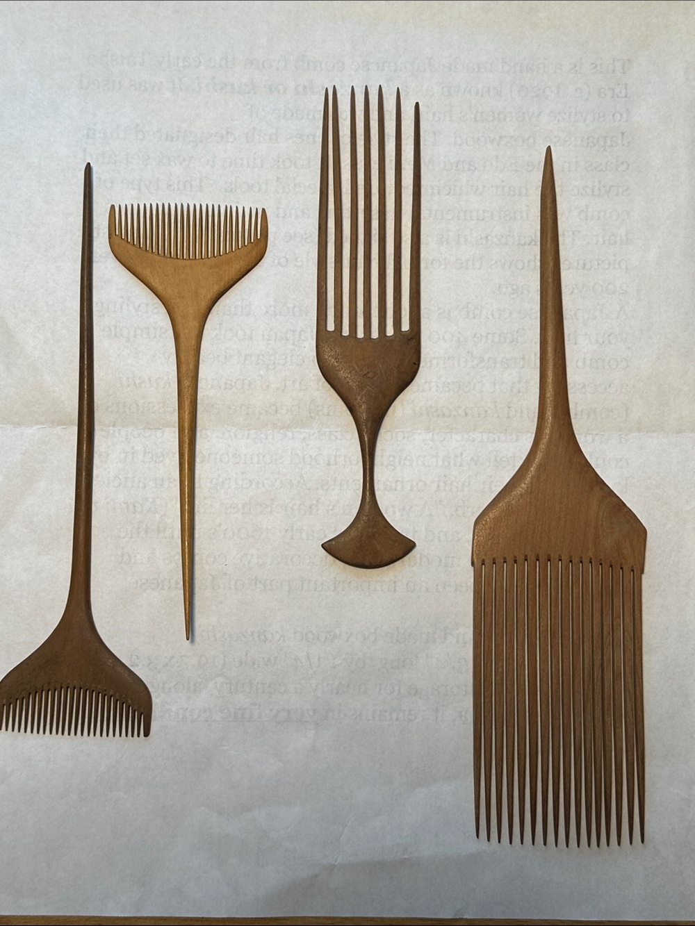 🍄‍🟫 Antique Japanese Kasashimi / Kyushu Hair Picks Japanese boxwood.